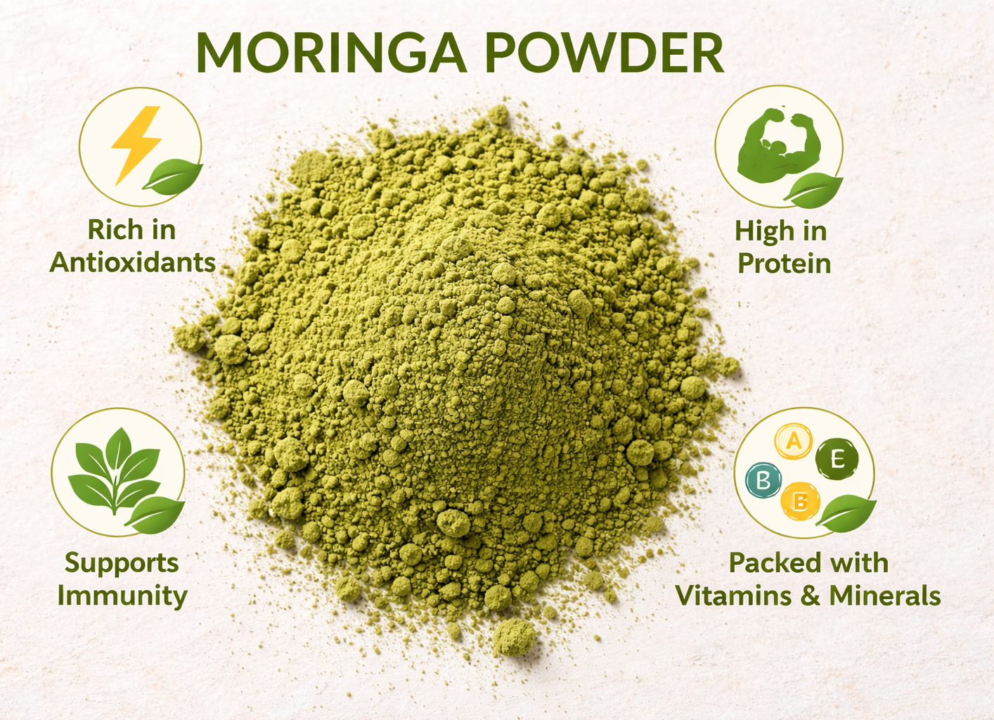 PRAYUVA Organic Moringa Powder. 100% Pure Moringa Powder. Natural Moringa Superfood Powder